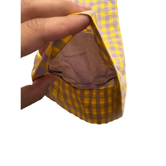 Anthropologie Find Me Now Gingham Wide Leg Pants Women Small Yellow Purpe Dainty - Picture 11 of 16